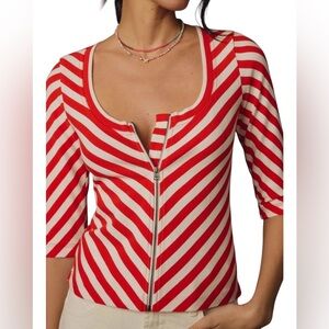 NEW- Anthropologie MAEVE Front-Zip Scoop-Neck Top ❤️
